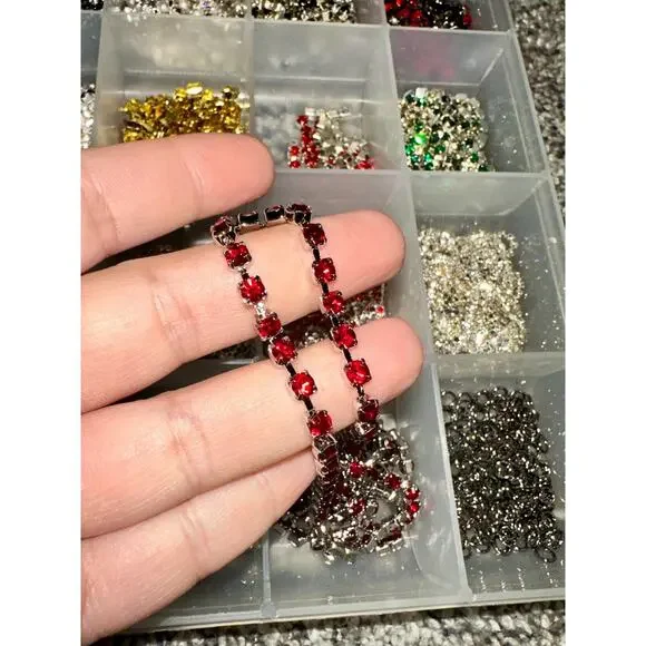 Large Lot Cupchains Rhinestone Crystal Glass Bead Chains · Silver · Gold · Clear - Picture 4 of 8